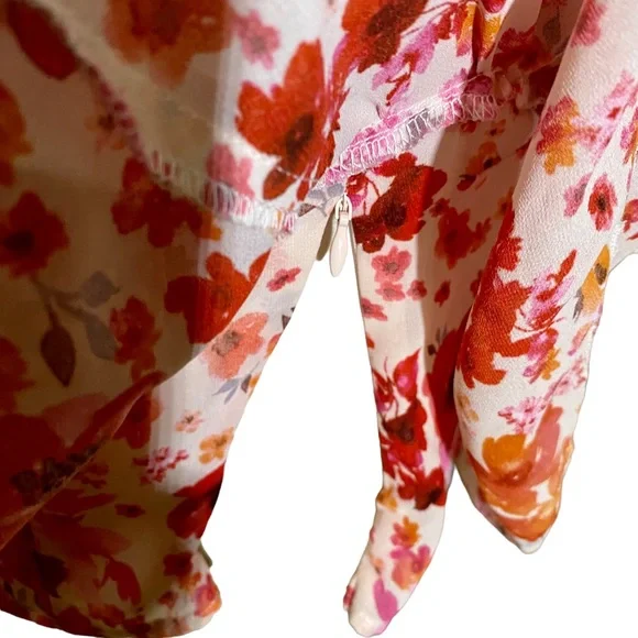 Floral Print One Shoulder Ruffle Trim Top - Picture 7 of 15